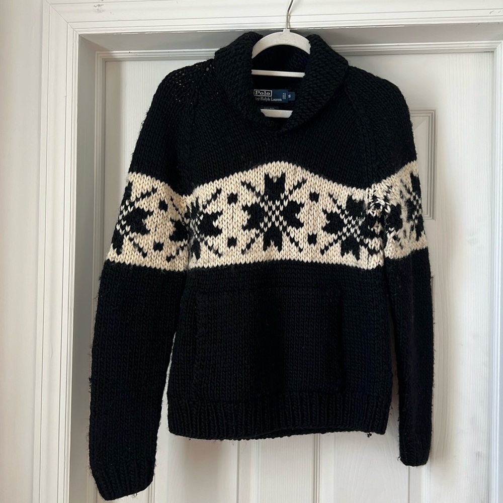 Polo Ralph Lauren Hand Knit Intarsia Winter Sweater sz Small